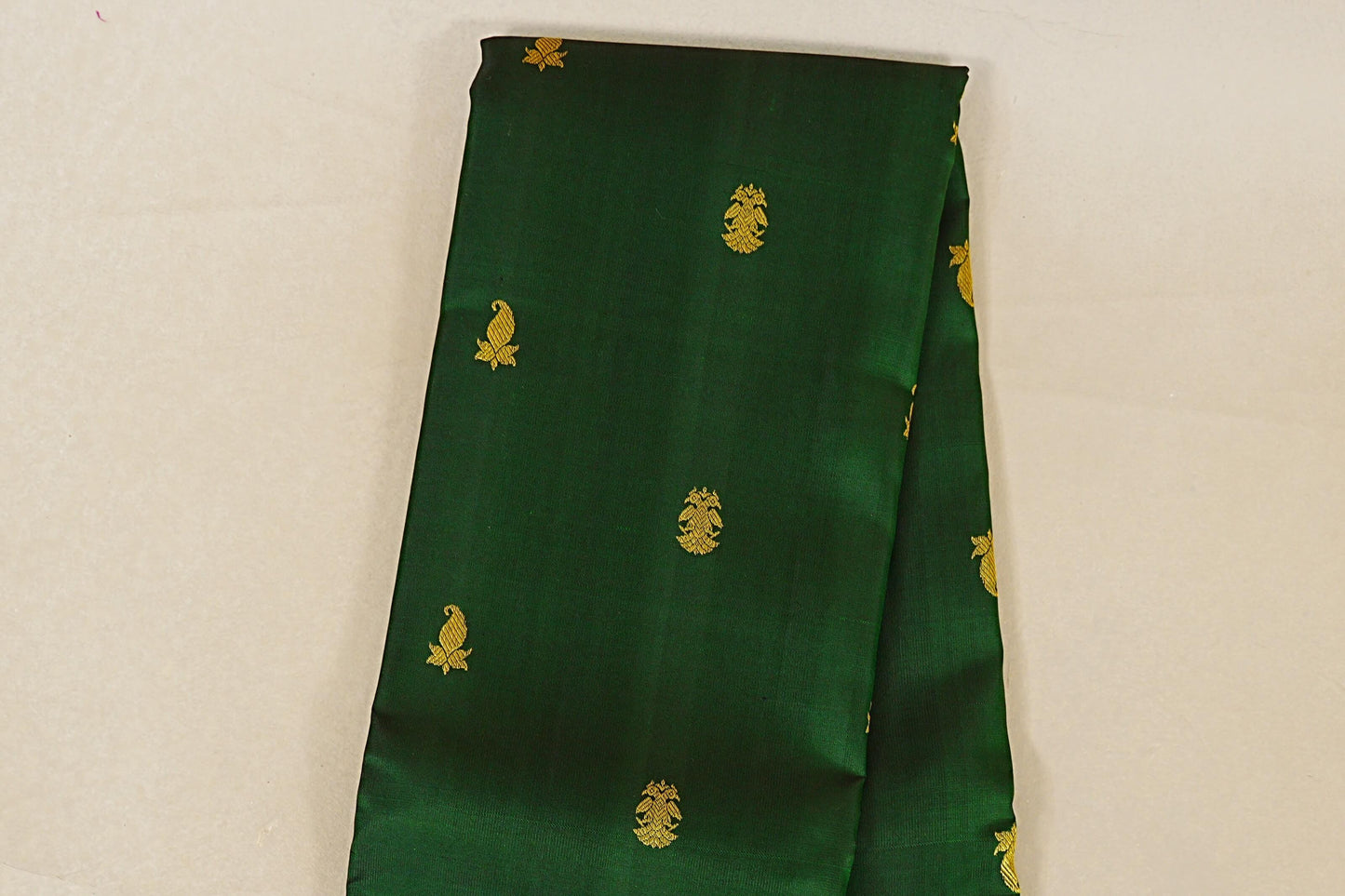 Bottle Green Vintage Kanjivaram Silk Saree  body zoom