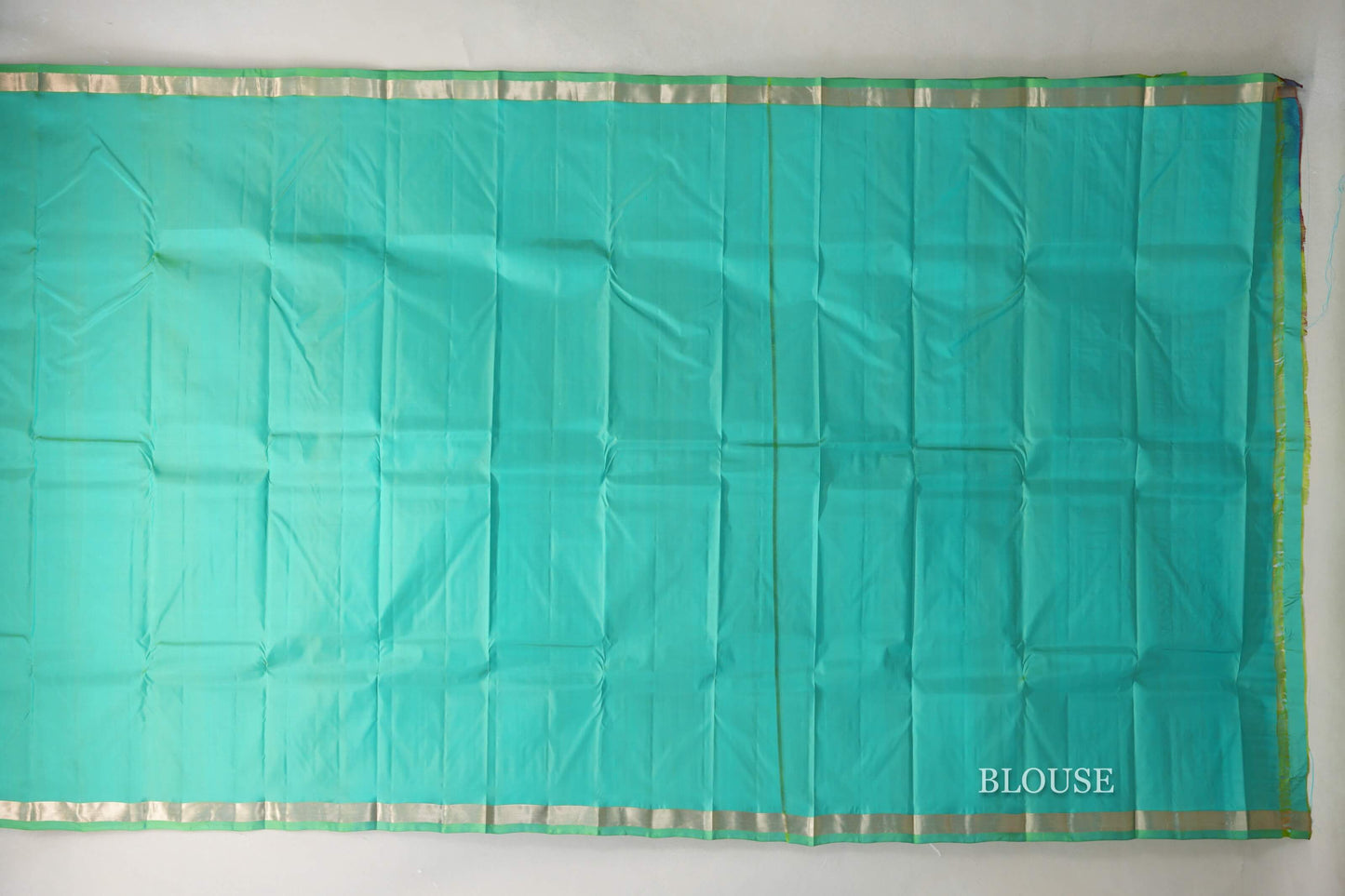 Dual Tone of Green and Blue Light Weight Kanchipuram Silk Saree by Shreenivas Silks  blouse