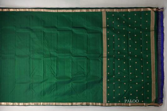 Bottle Green Light Weight Kanjivaram Silk Saree  paloo