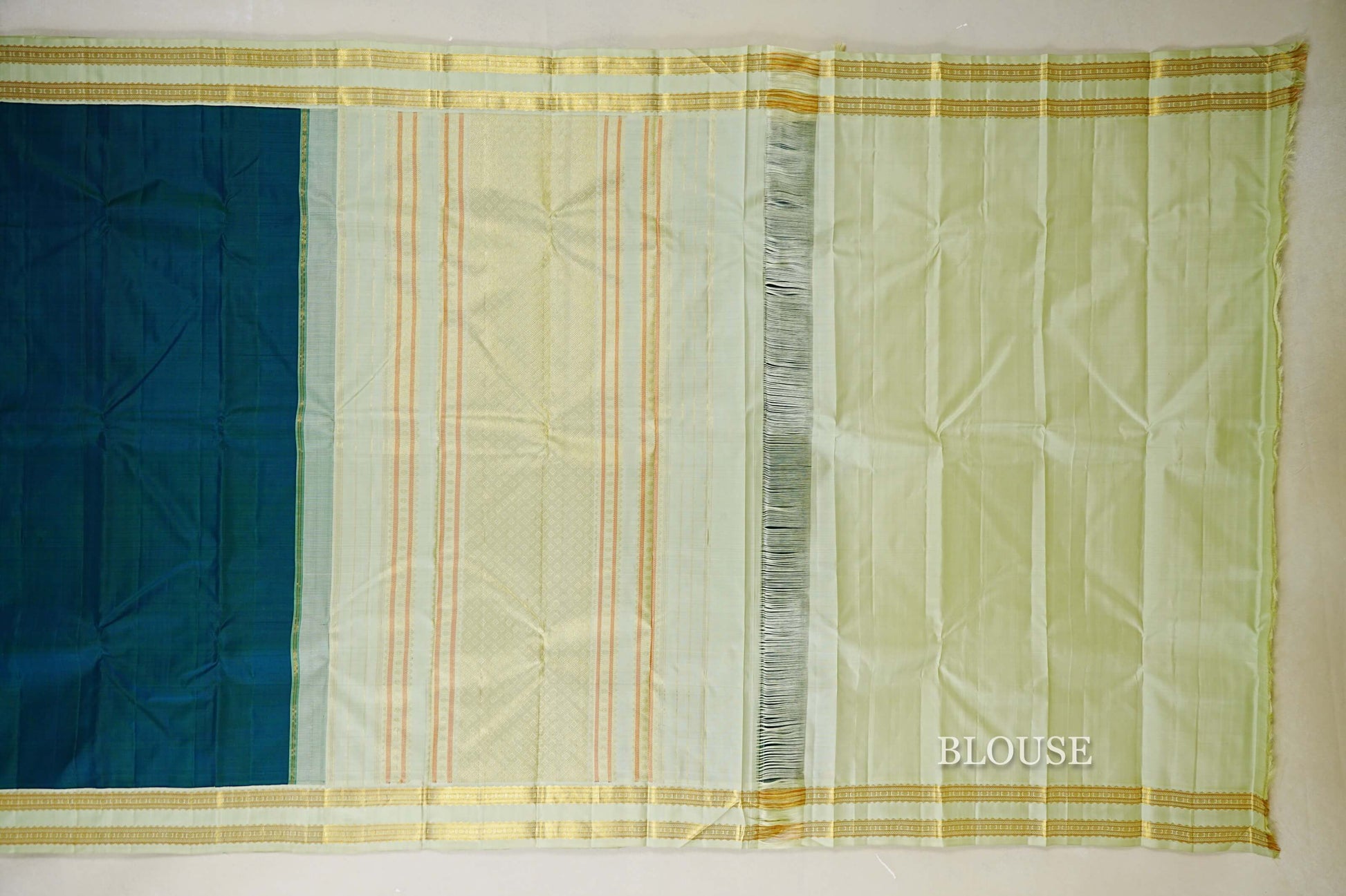 Peacock Green Kanjivaram Silk Saree blouse
