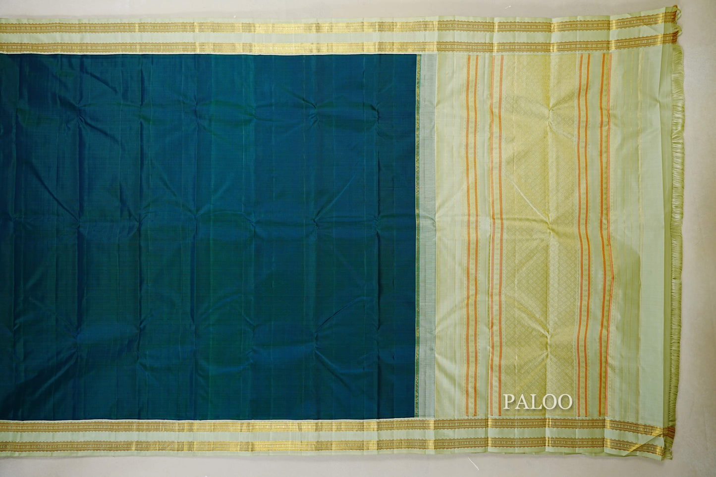 Peacock Green Kanjivaram Silk Saree paloo