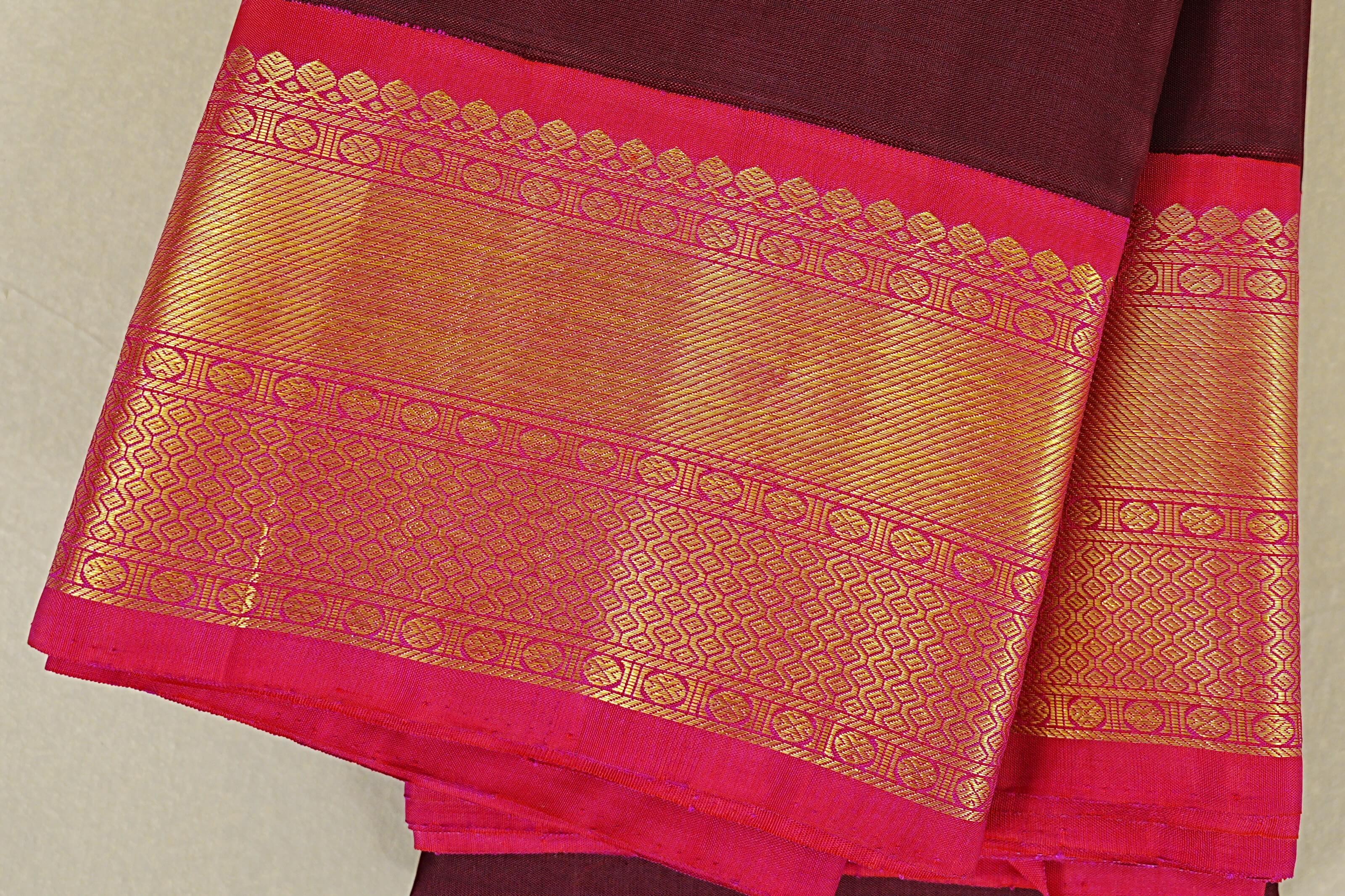  Deep Wine Maroon  Kanjivaram Silk Saree  border zoom