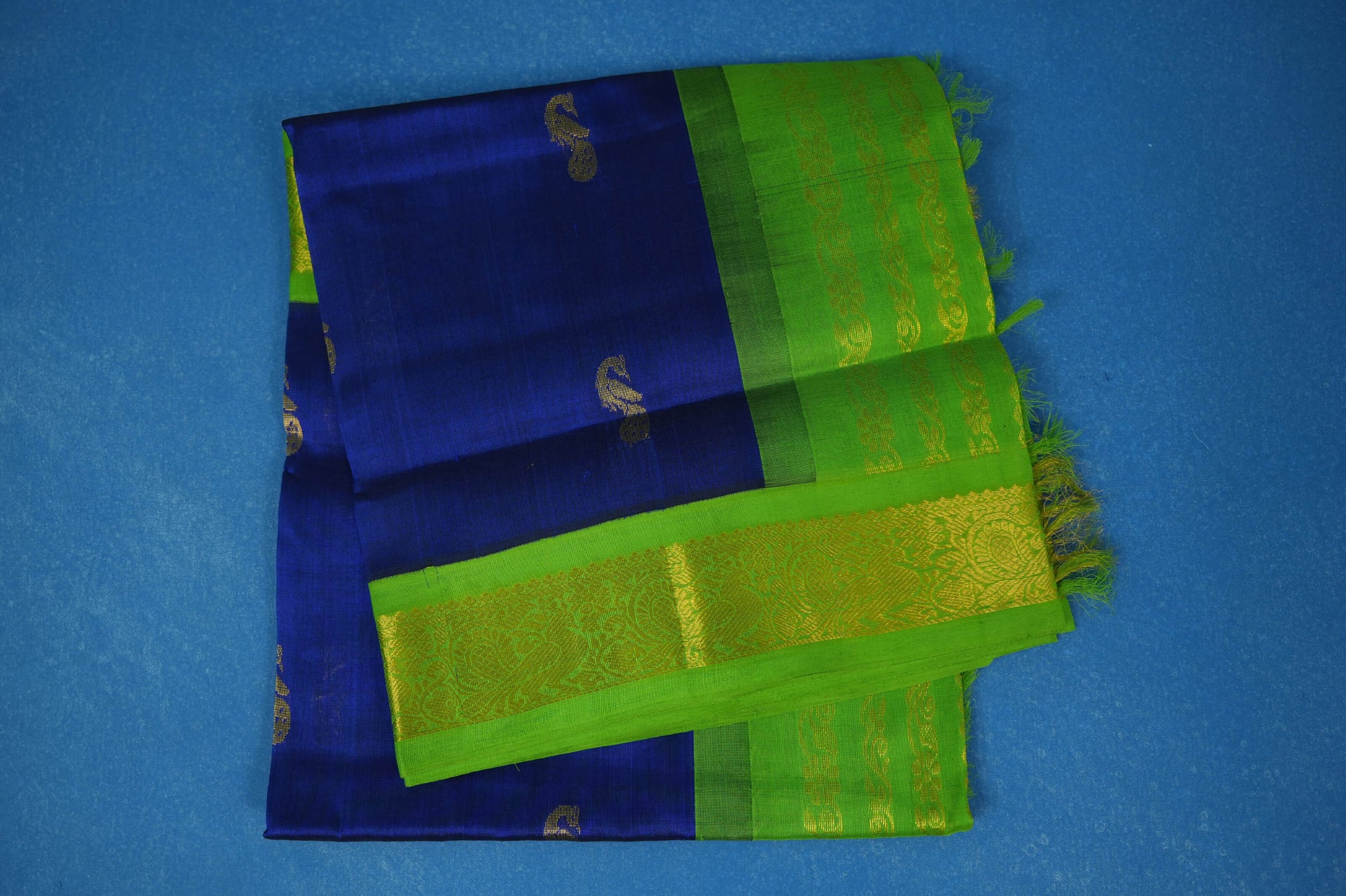 Navy blue vintage silk cotton saree