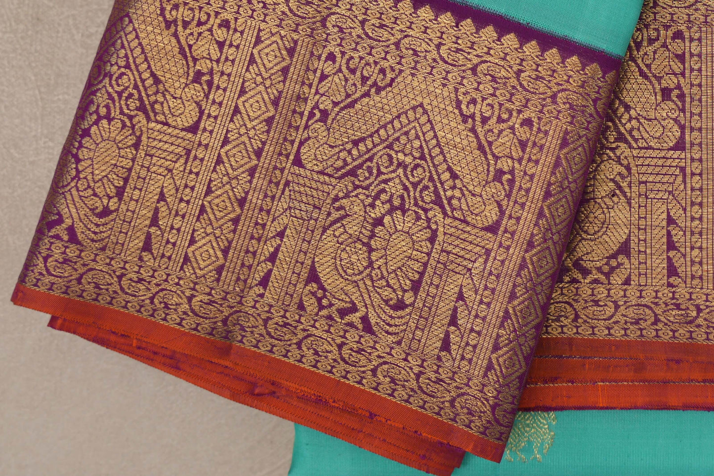 Light Aqua Green Vintage Kanjivaram Silk Saree border