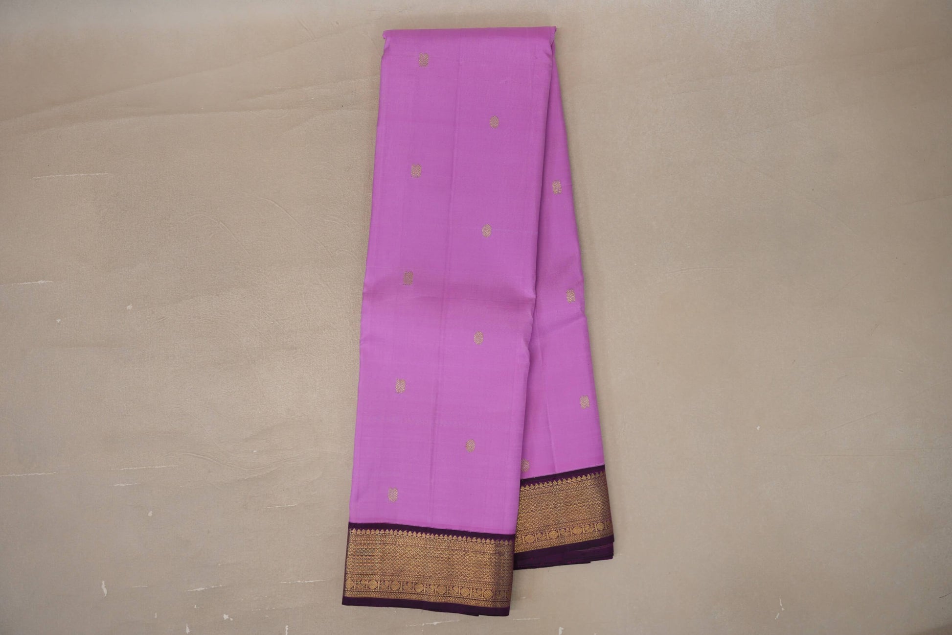 Online Lavender Pink with Deep Purple Borders Vintage Kanjivaram Silk Saree