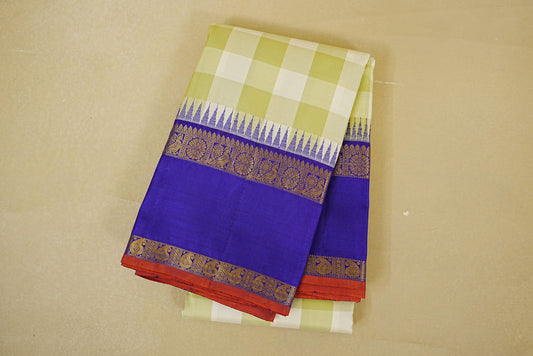 folded Pista Green Kanjivaram Silk Saree