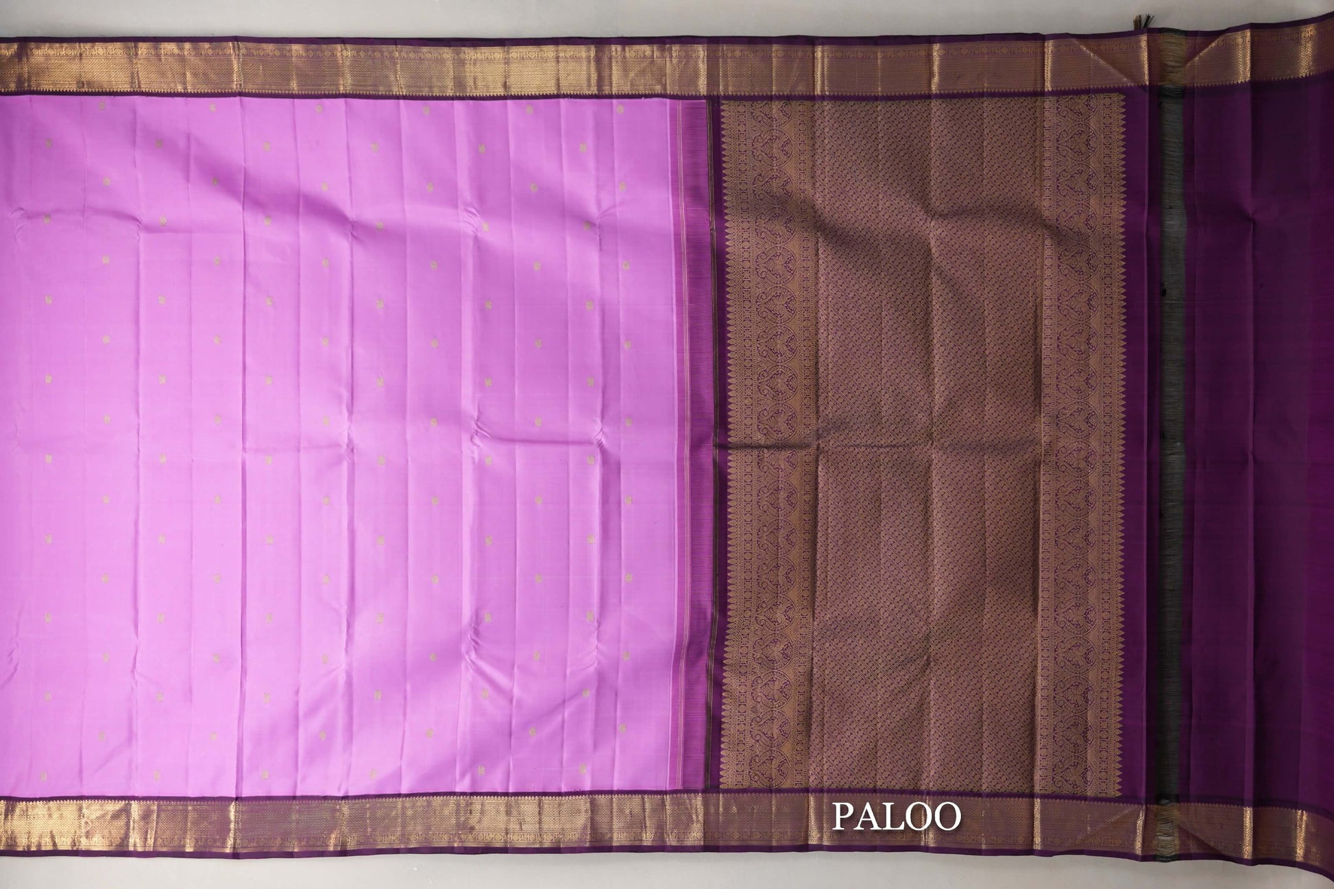 Lavender Pink with Deep Purple Borders Vintage Kanjivaram Silk Saree paloo