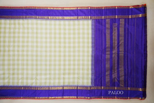 Pista Green Kanjivaram Silk Saree paloo