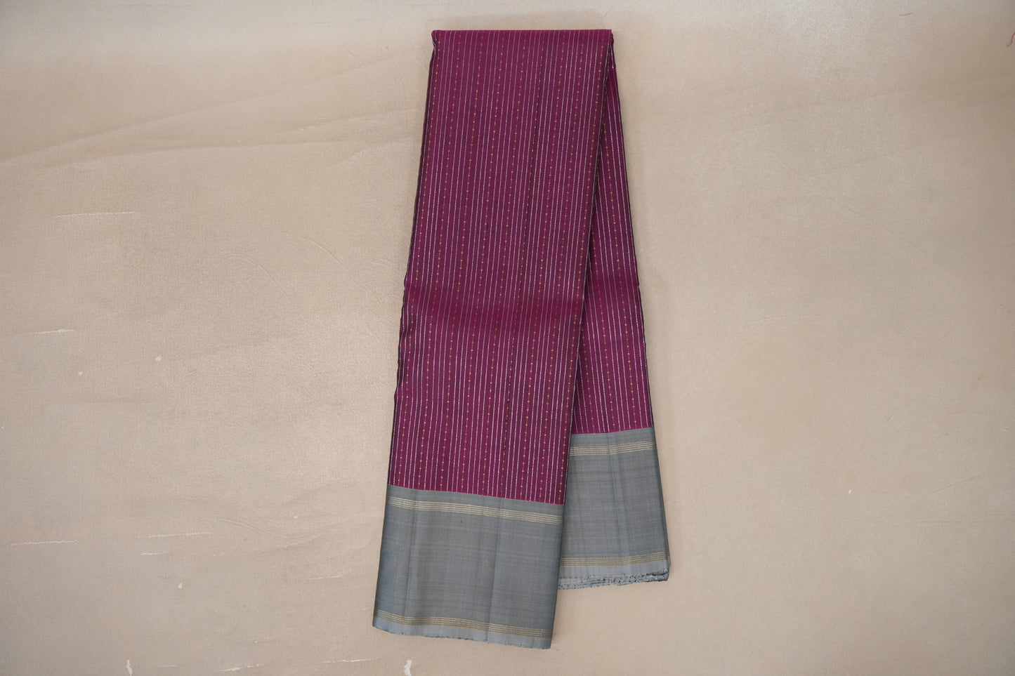 Online Deep Magenta with Silver Grey Borders Vintage Kanjivaram Silk Saree