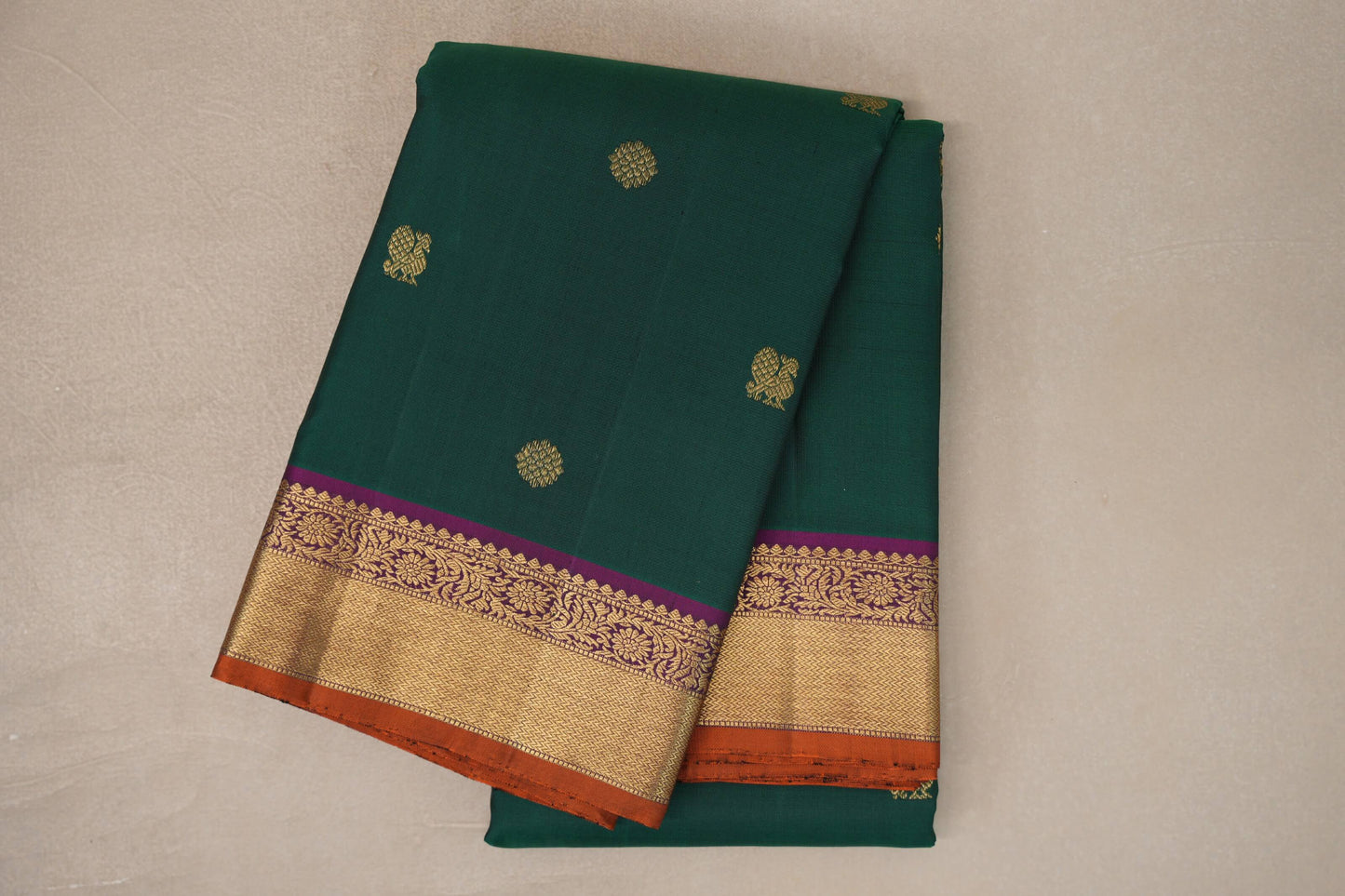 Deep Bottle Green Vintage Kanjivaram Silk Saree