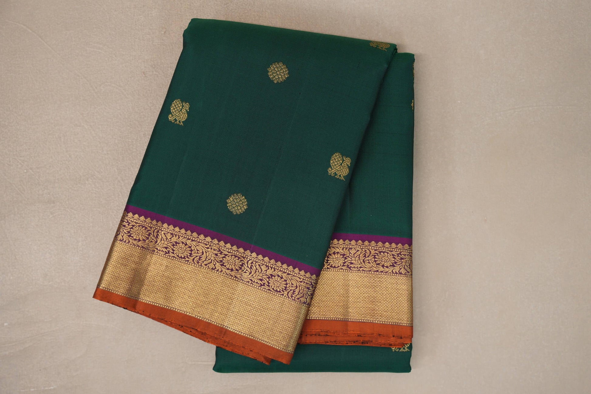 Deep Bottle Green Vintage Kanjivaram Silk Saree