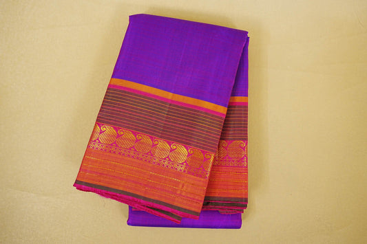 folded Dual Tone Blue with PinkKanjivaram Silk Saree 