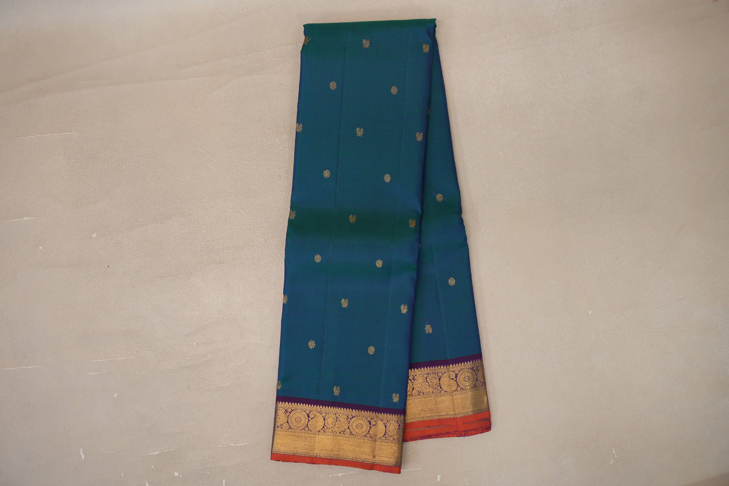 Online Dual Tone of  Green & Blue Vintage Kanjivaram Silk Saree