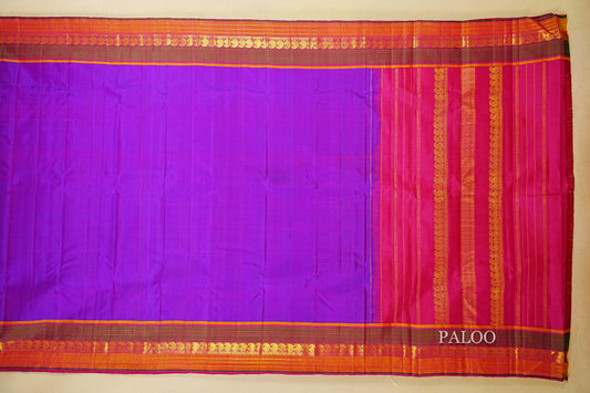 Dual Tone Blue with PinkKanjivaram Silk Saree  paloo