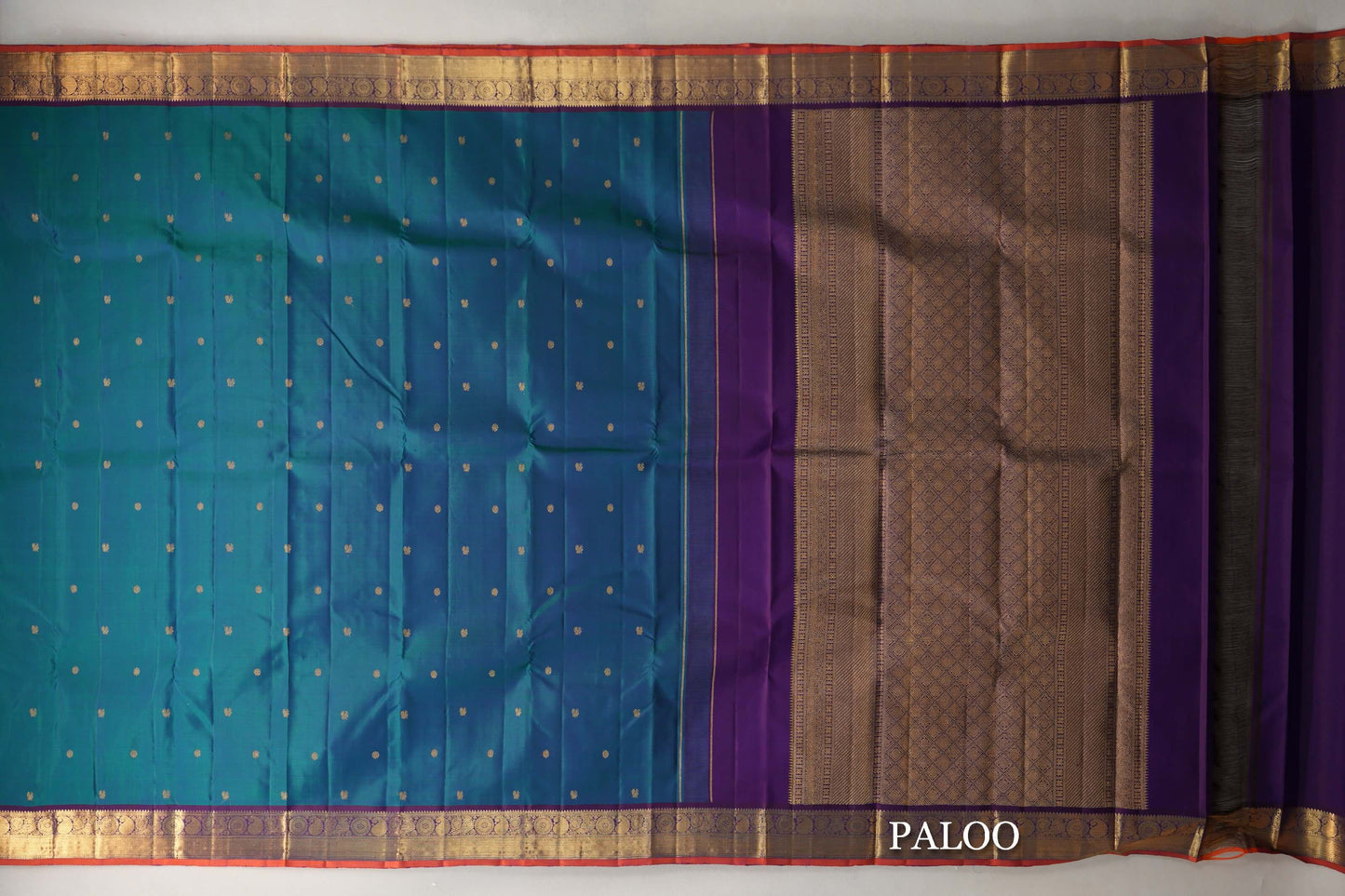 Dual Tone of  Green & Blue Vintage Kanjivaram Silk Saree paloo