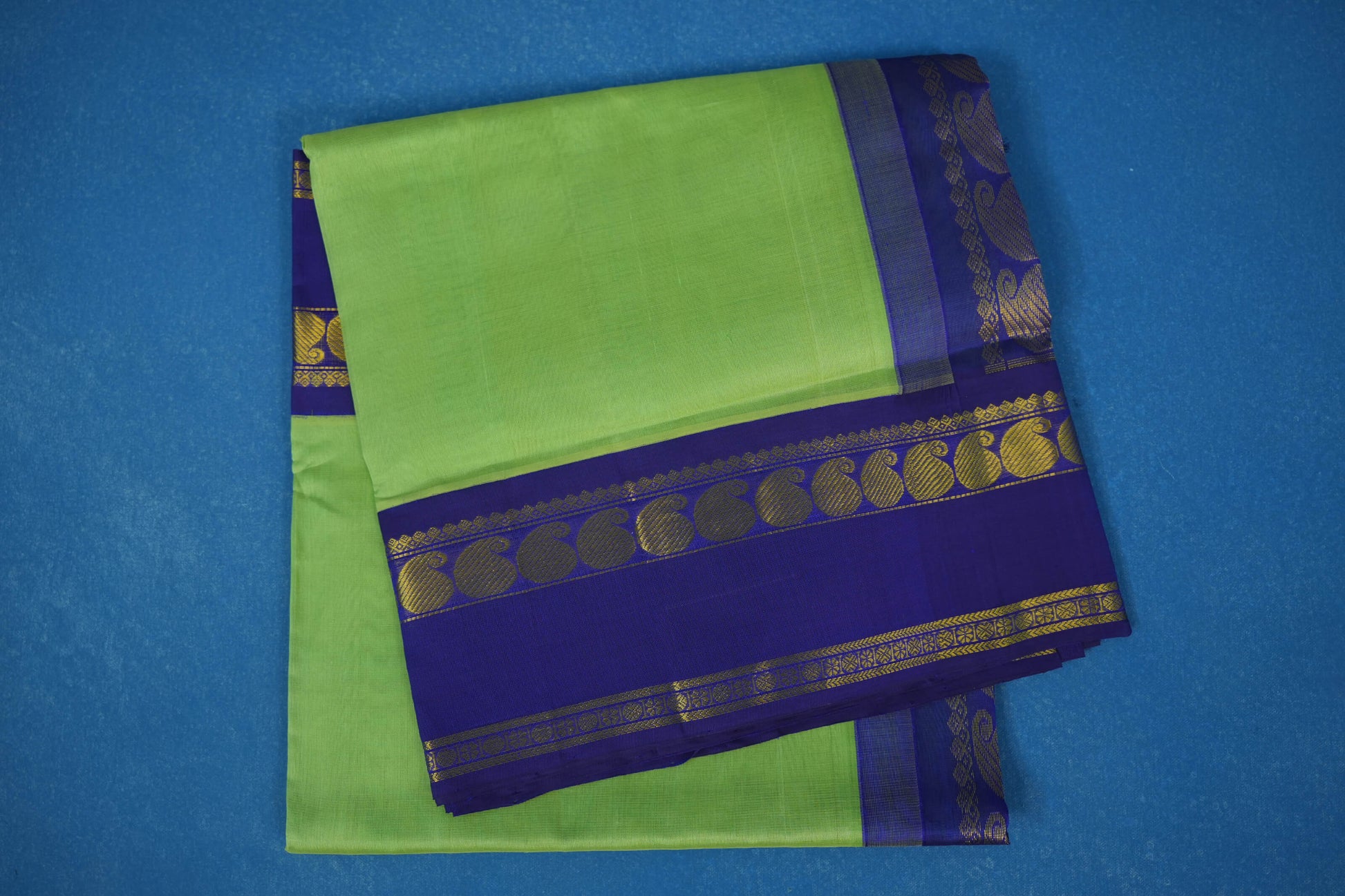 Apple green vintage silk cotton saree
