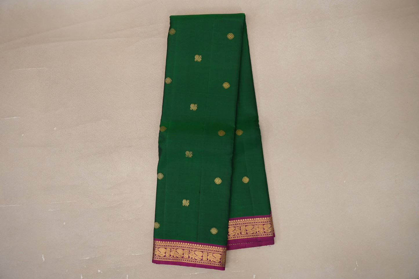 Online Deep Green with Deep Magenta Borders Vintage Kanjivaram Silk Saree