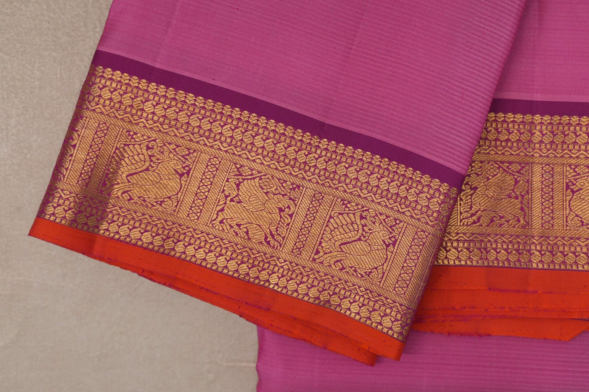 Dusty Rose Pink Vintage Kanjivaram Silk Saree border