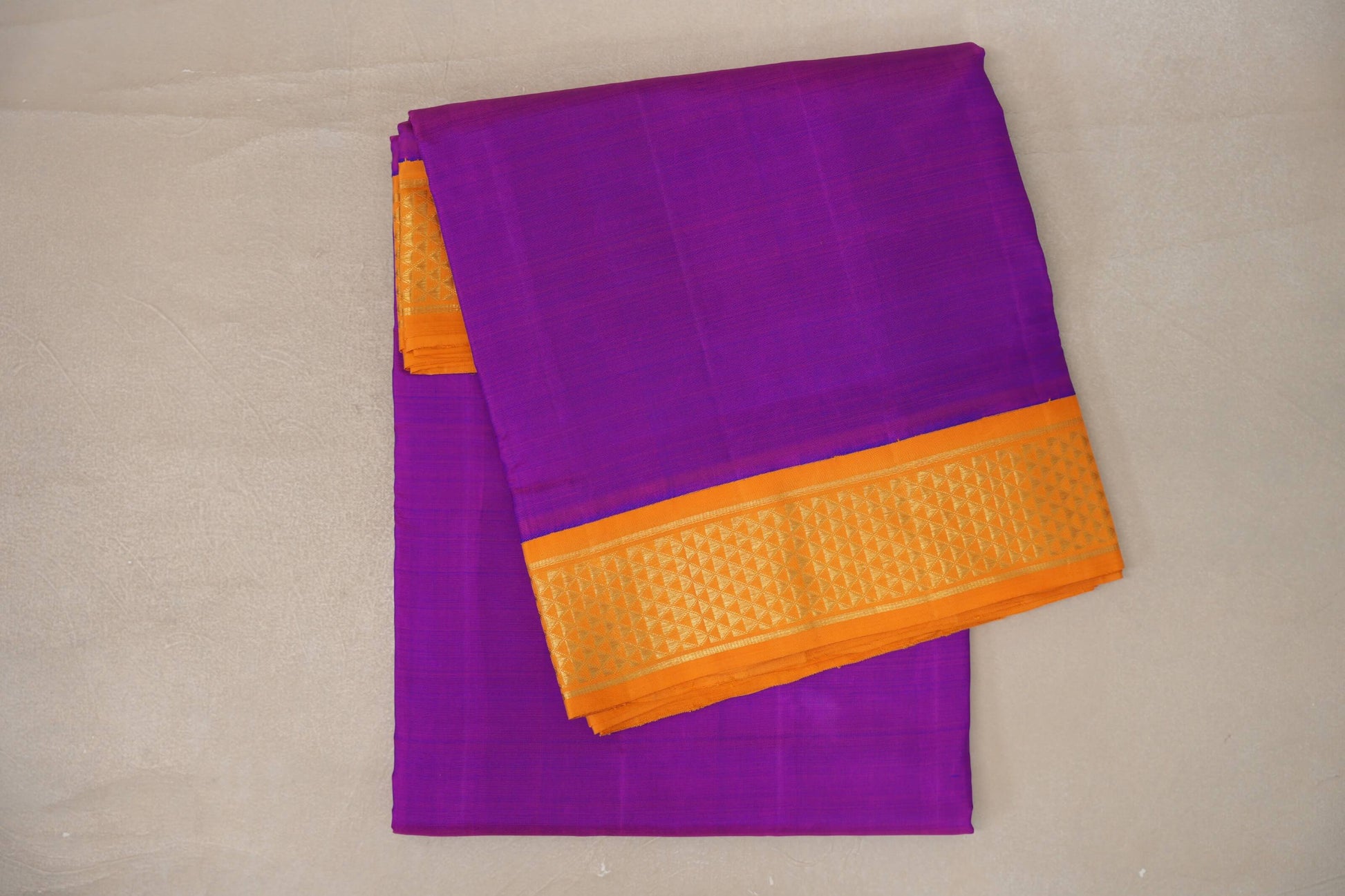 Dual Tone of Violet & Pink with Mustard Yellow Borders Ten Yards Silk Saree