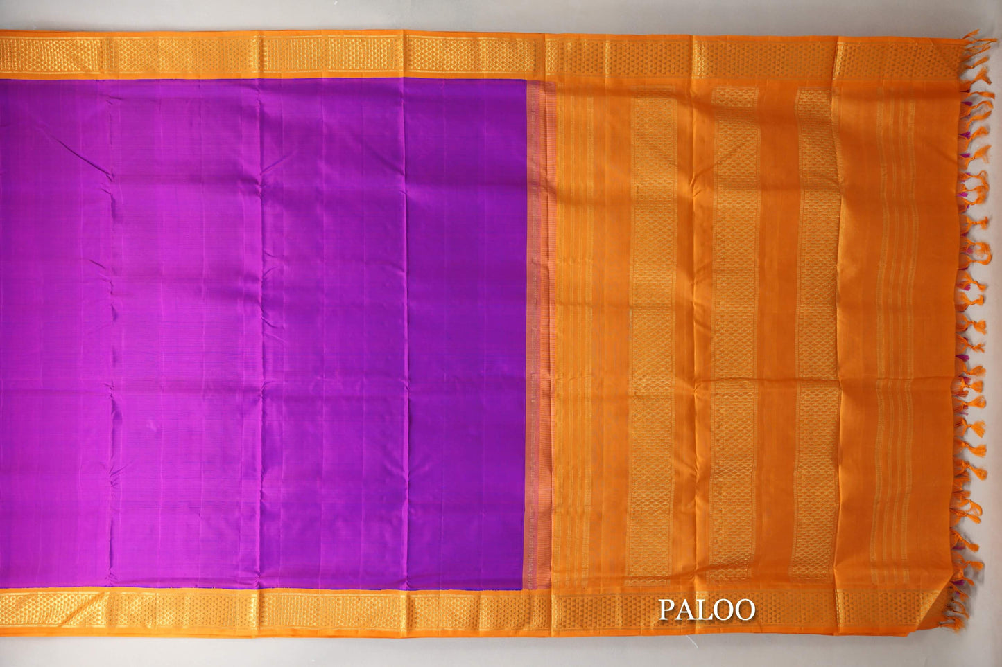 Dual Tone of Violet & Pink with Mustard Yellow Borders Ten Yards Silk Saree paloo