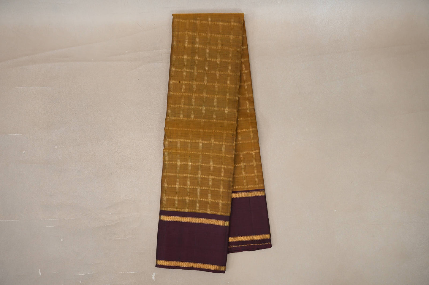 Online Olive Green with Deep Plum Borders Vintage Kanjivaram Silk Saree