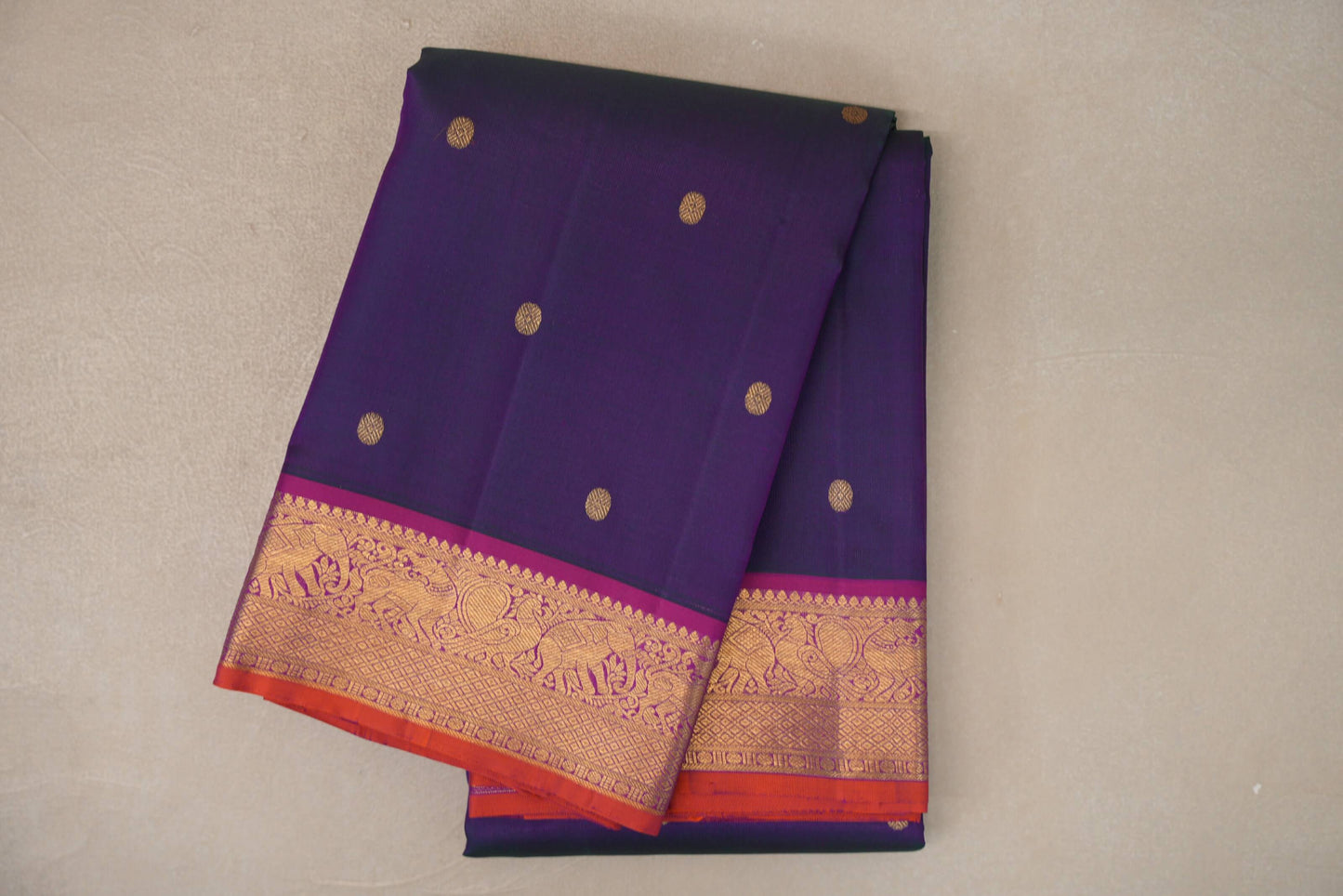 Dual Tone of Green & Purple Vintage Kanjivaram Silk Saree