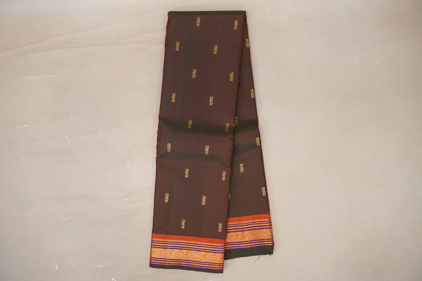 Online Dual Tone of Green & Orange Vintage Kanjivaram Silk Saree