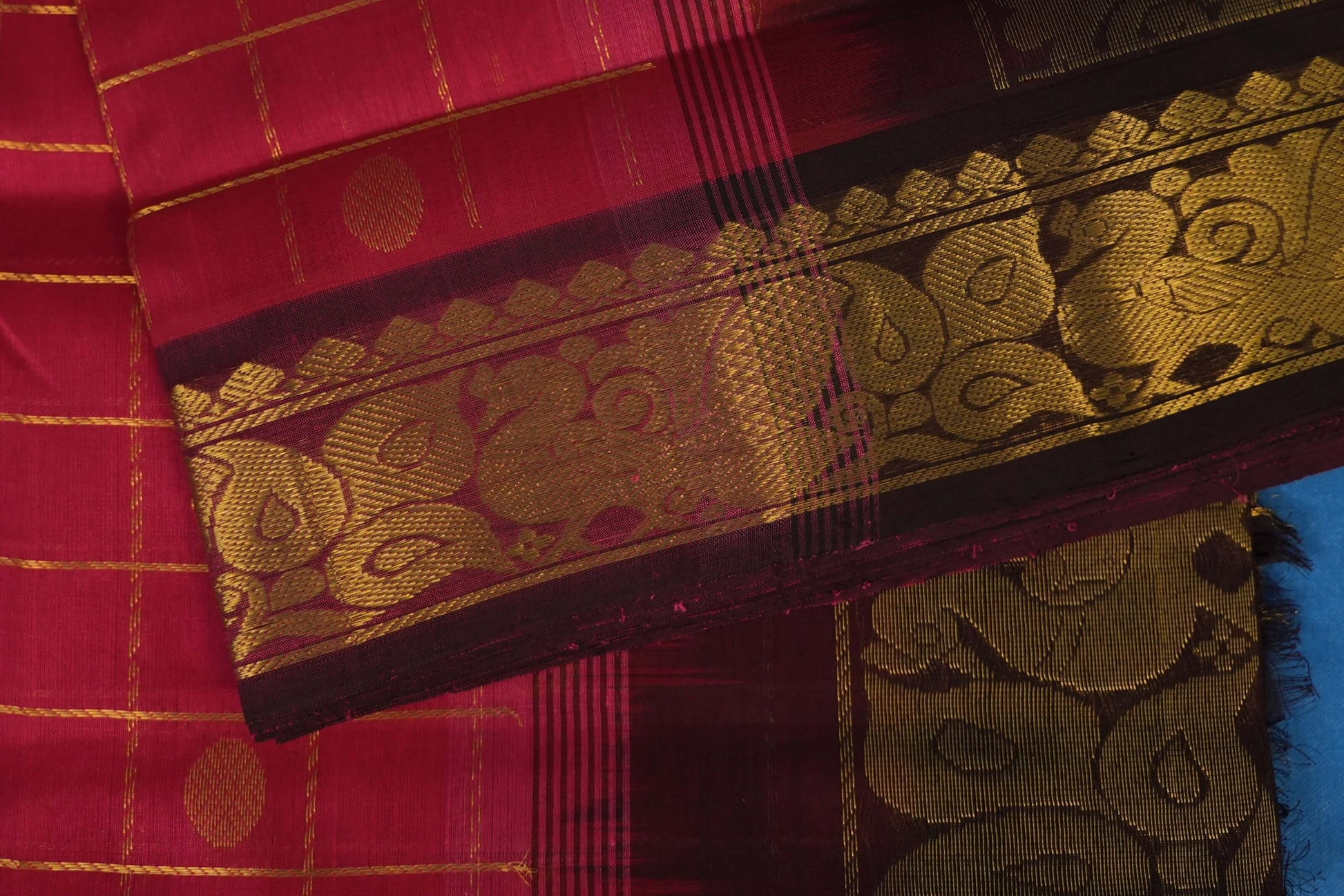 checked vintage silk cotton saree