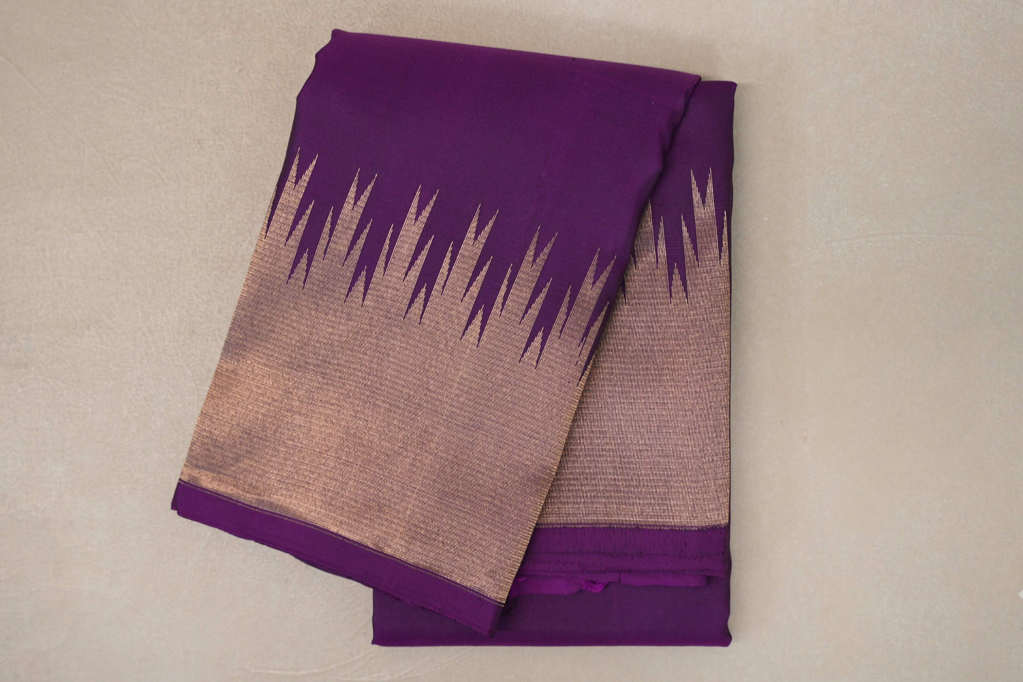 Purple with Temple Borders Light Weight Kanjivaram Silk Saree