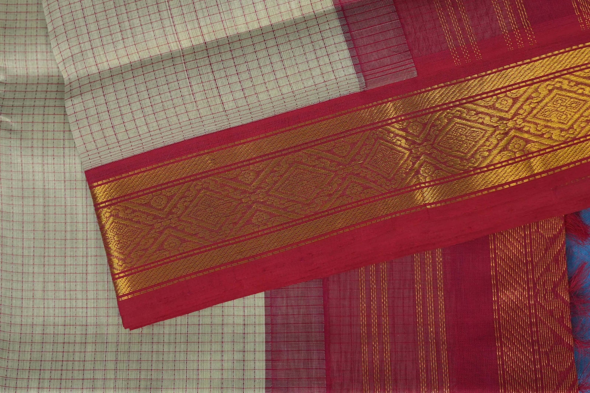 checked vintage silk cotton saree