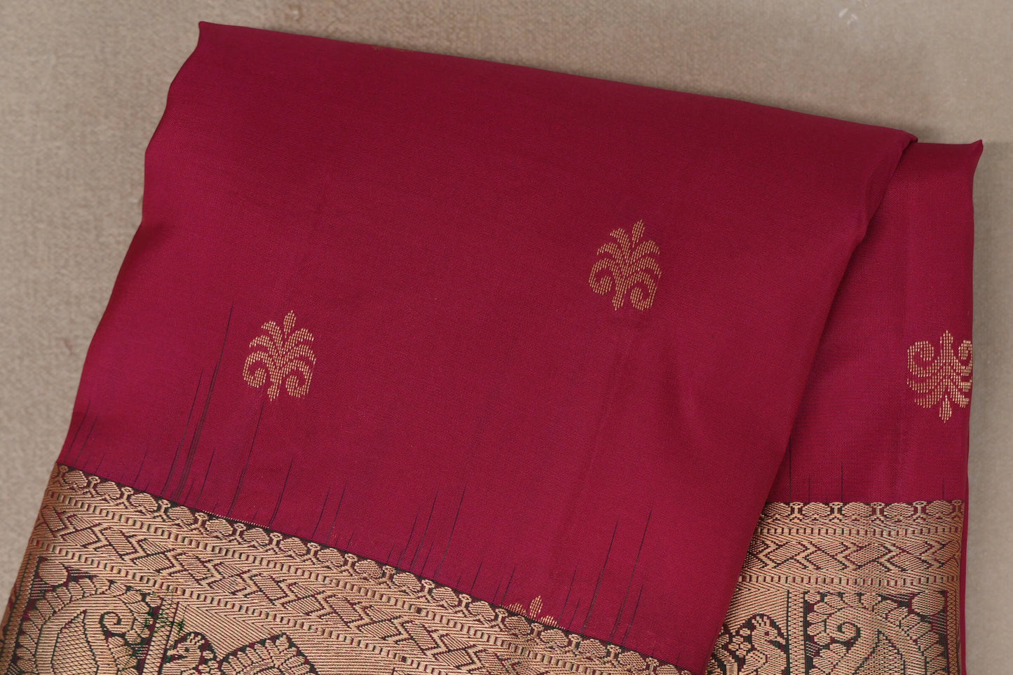 Rani Pink with Bottle Green Borders Light Weight Kanjivaram Silk Saree body