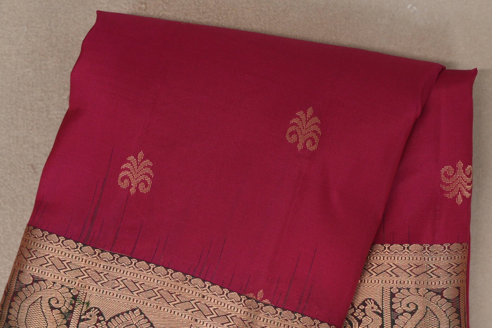 Rani Pink with Bottle Green Borders Light Weight Kanjivaram Silk Saree body
