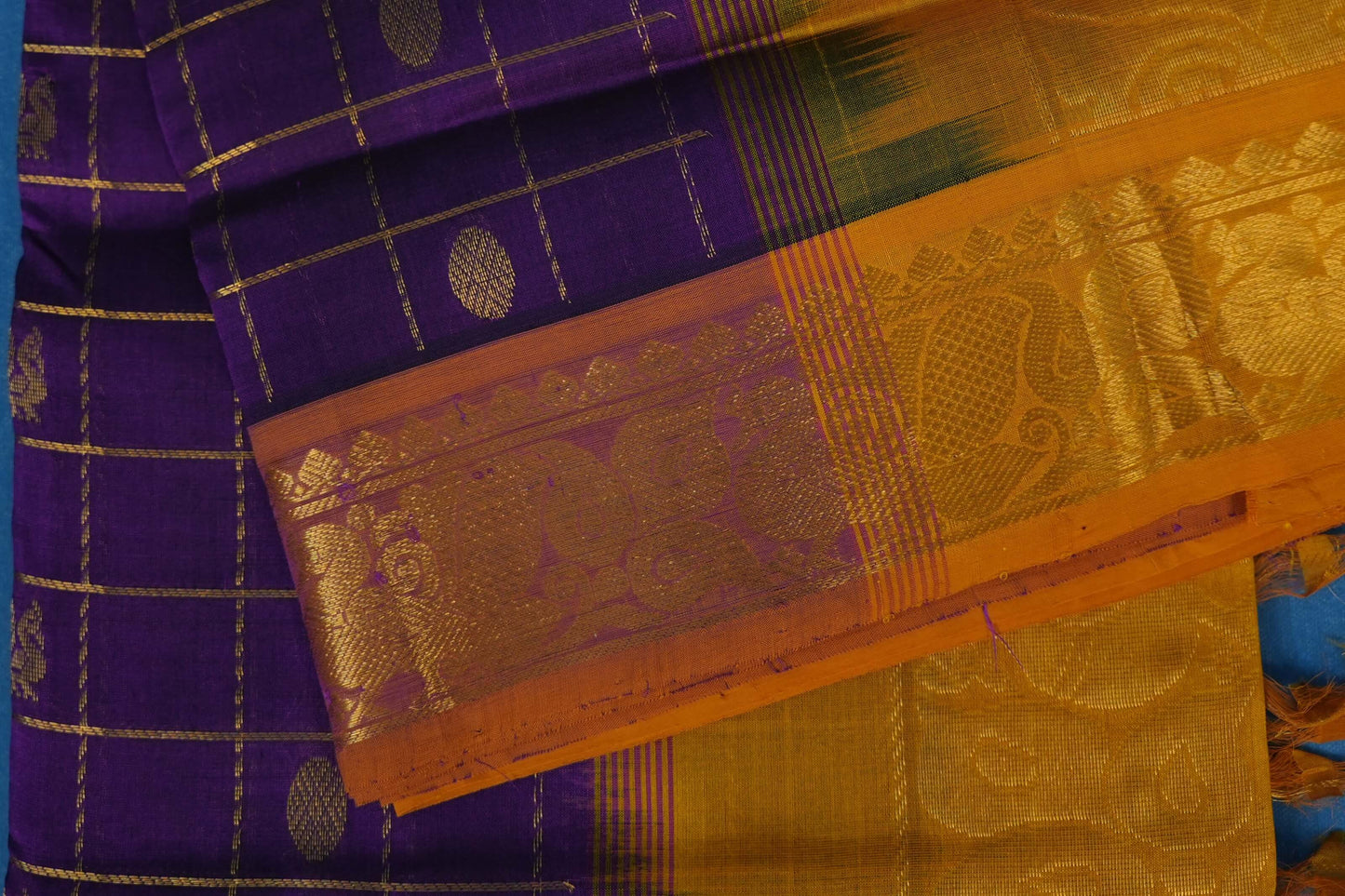 checked vintage silk cotton saree
