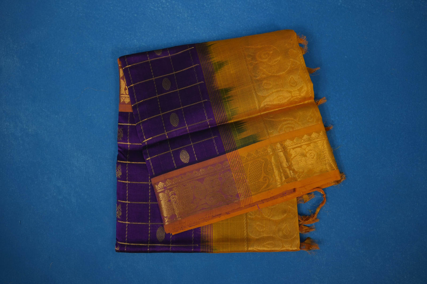 Purple vintage silk cotton saree