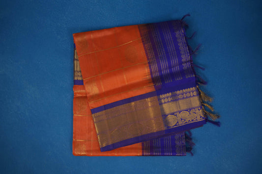 Fanta orange vintage silk cotton saree