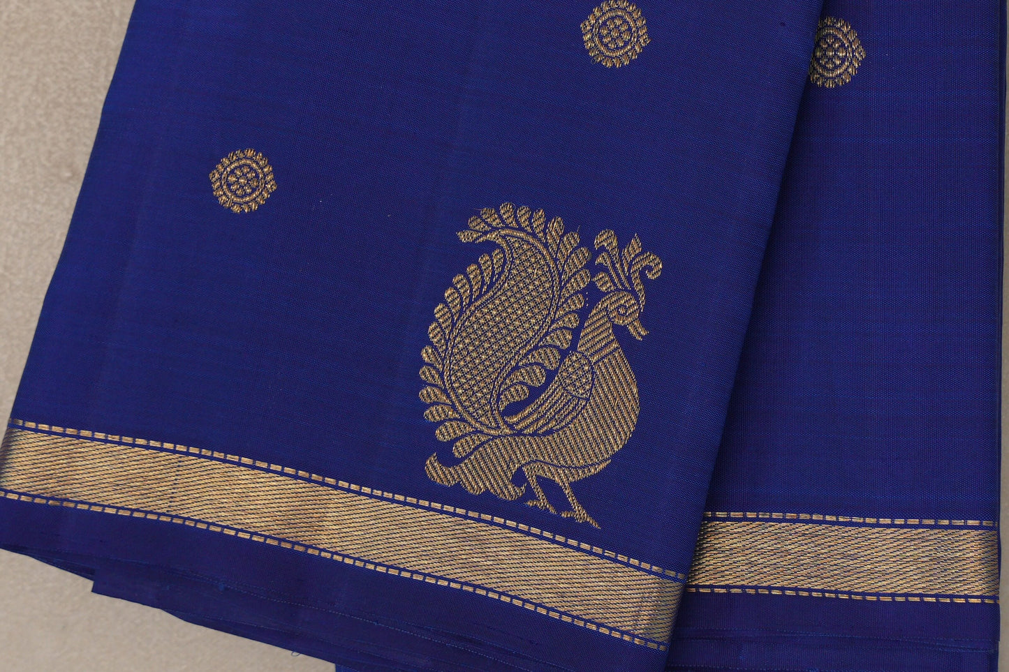 Deep Blue Plant based Kanjivaram Silk Saree border 