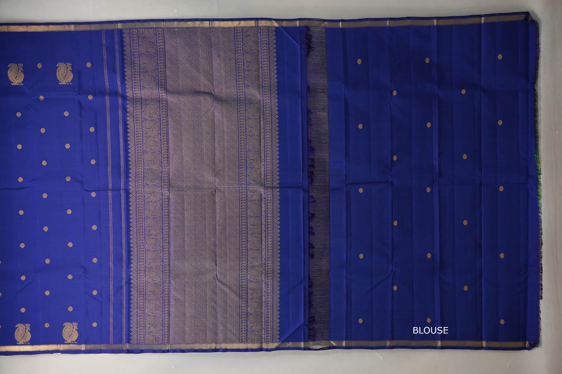 Deep Blue Plant based Kanjivaram Silk Saree blouse