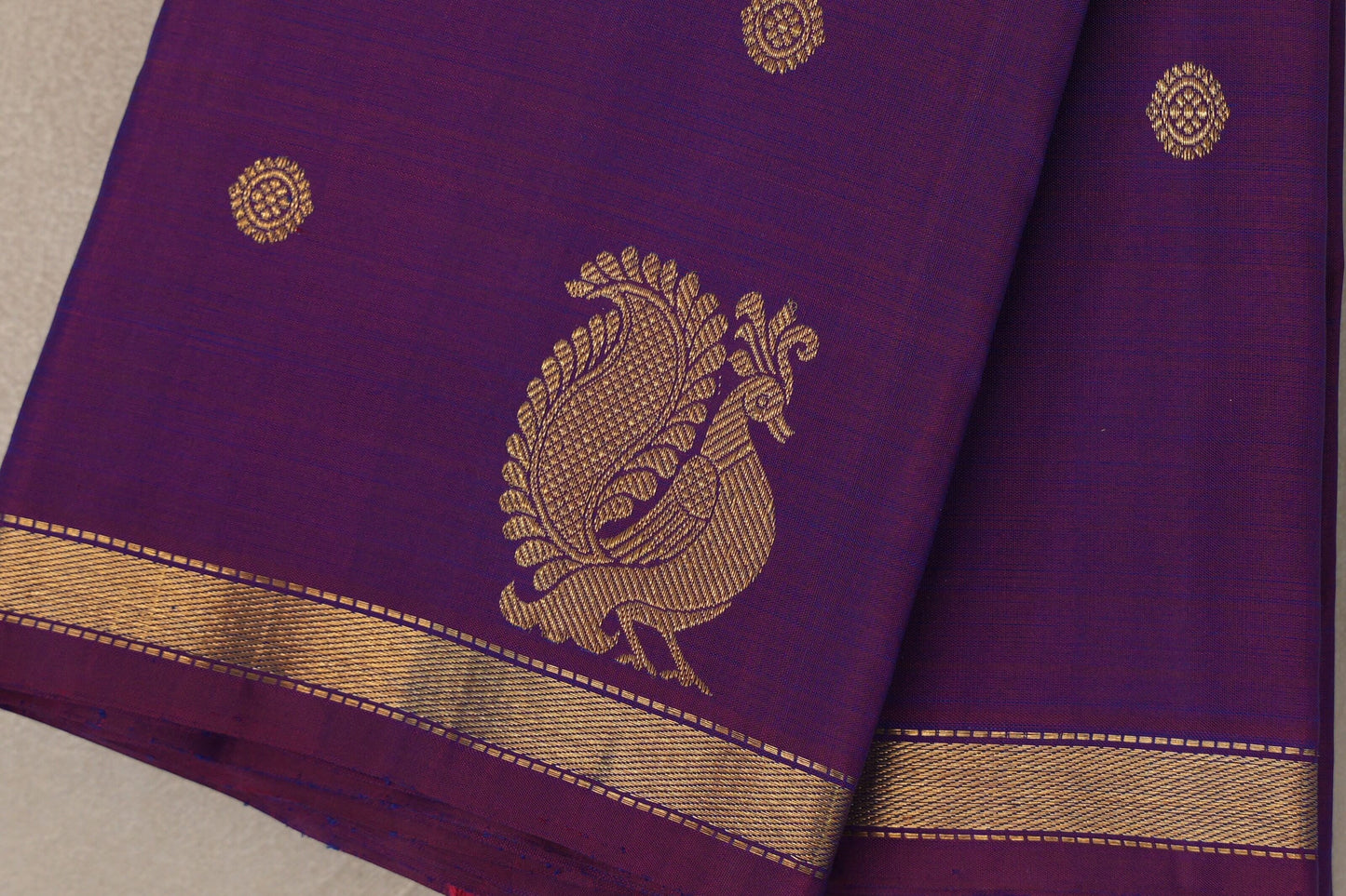 Dual Tone of Maroon & Blue Plant based Kanjivaram Silk Saree  border