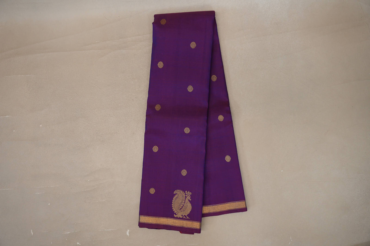 Dual Tone of Maroon & Blue Plant based Kanjivaram Silk Saree 