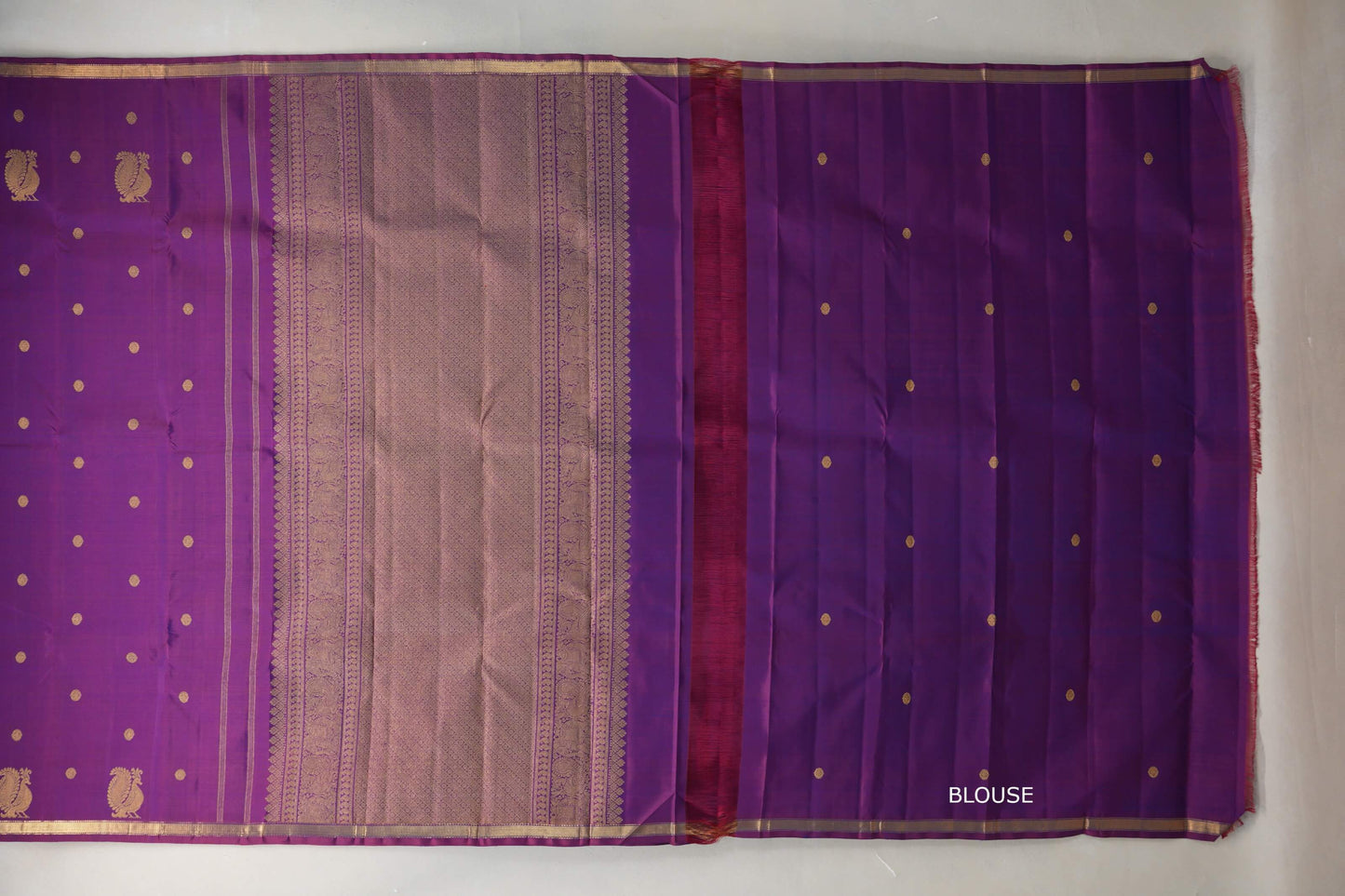 Dual Tone of Maroon & Blue Plant based Kanjivaram Silk Saree  blouse