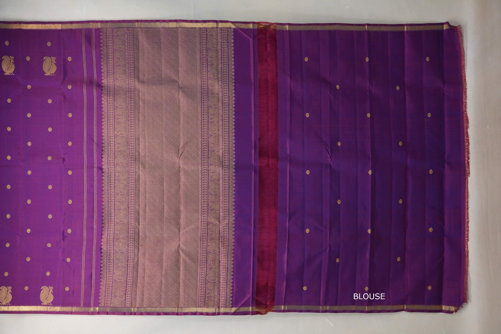 Dual Tone of Maroon & Blue Plant based Kanjivaram Silk Saree  blouse