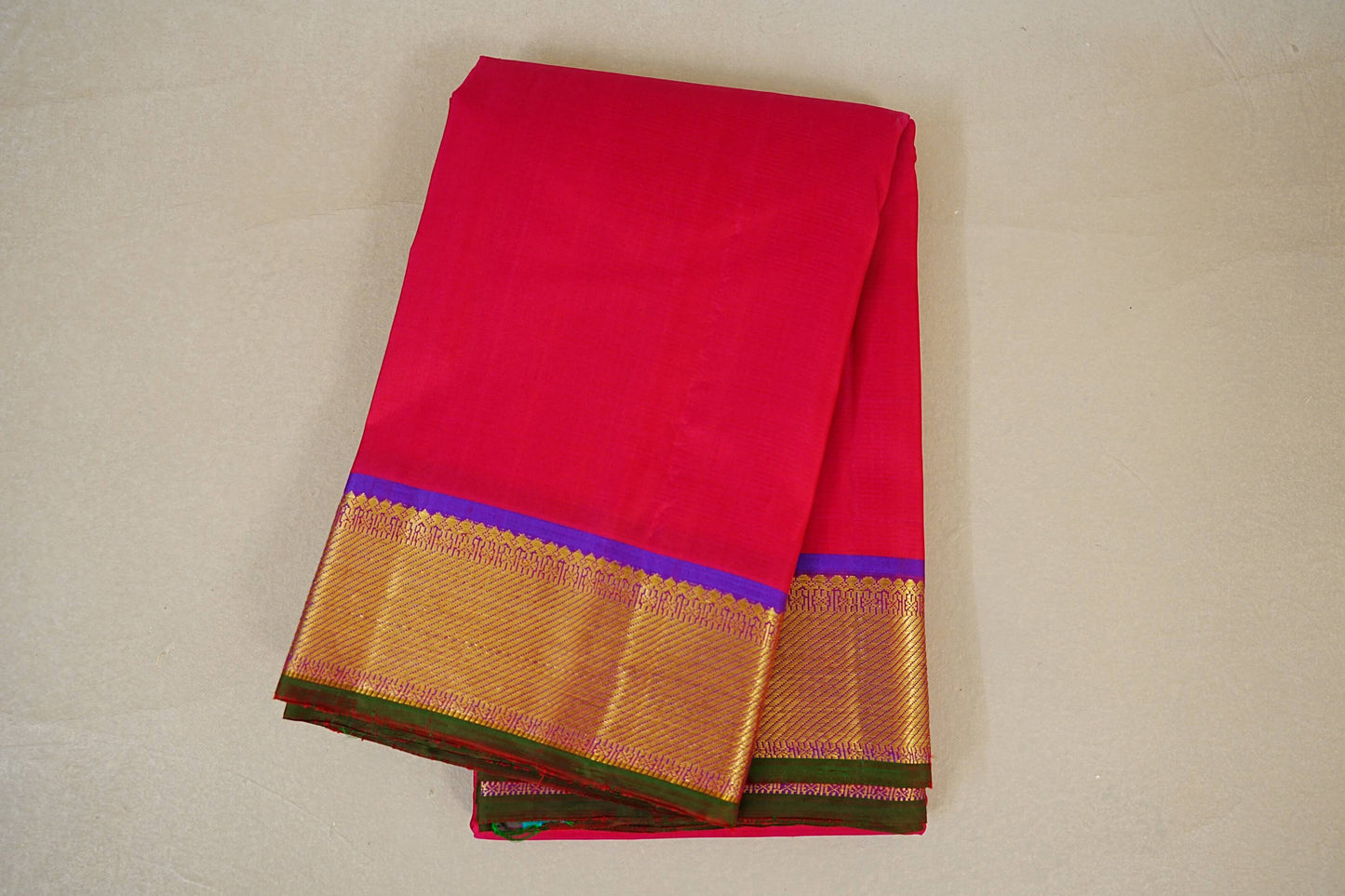 Reddish Pink with Violet Kanjivaram Silk Saree
