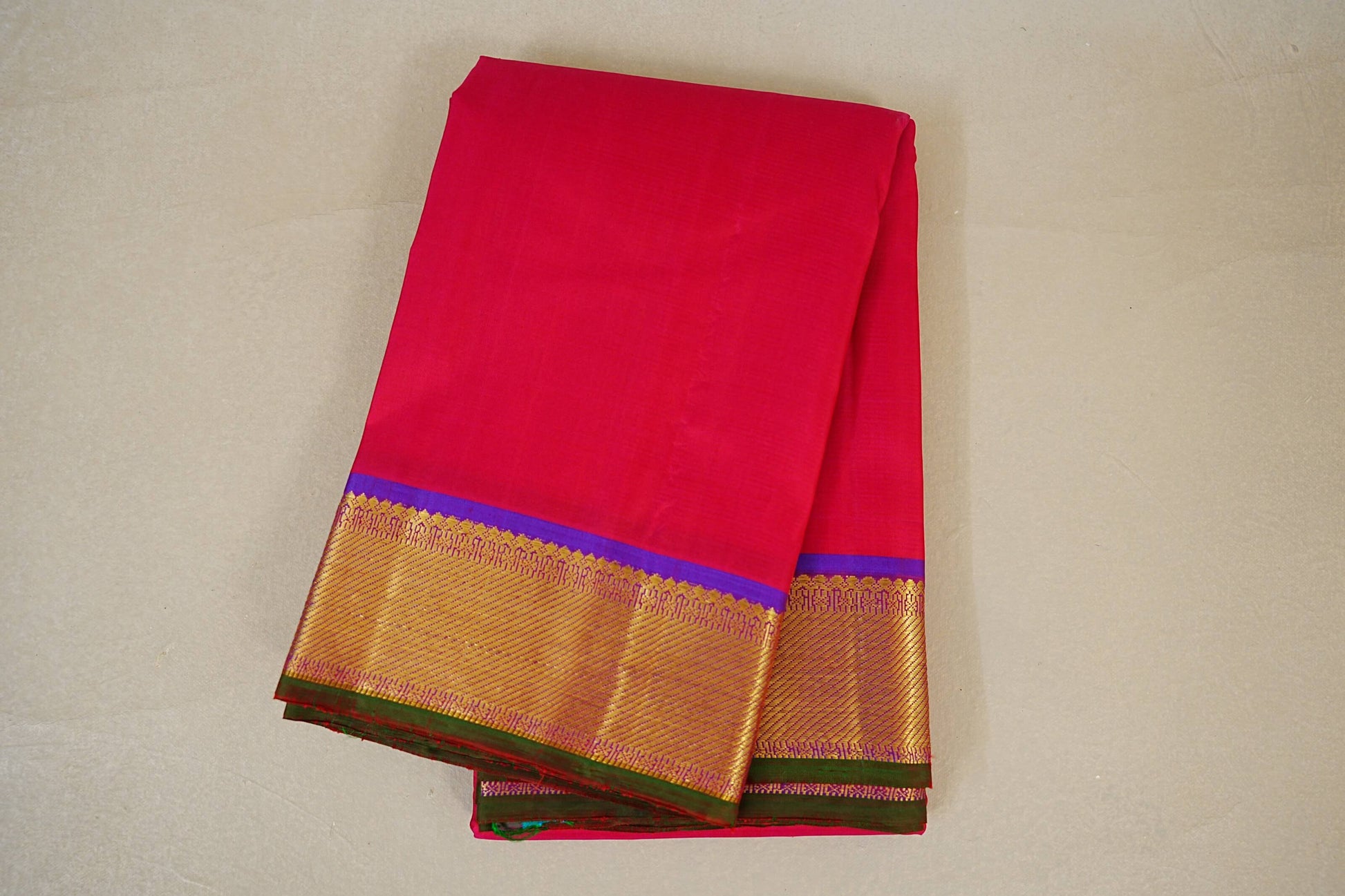 Reddish Pink with Violet Kanjivaram Silk Saree