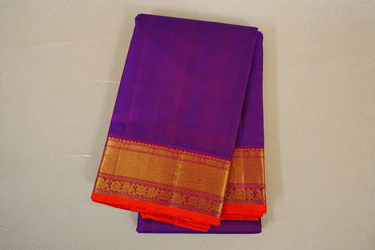 folded Dual Tone Blue and Violet Vintage Kanjivaram Silk Saree