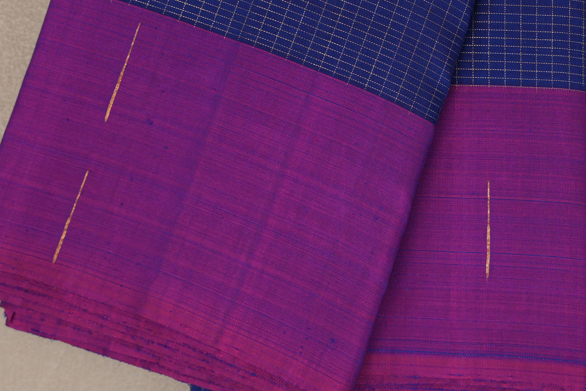 Deep blue Plant based Kanjivaram Silk Saree  border