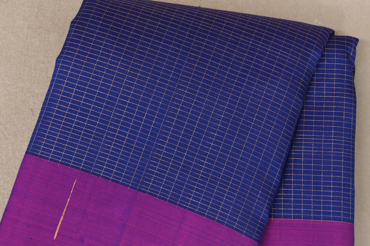 Deep blue Plant based Kanjivaram Silk Saree  body