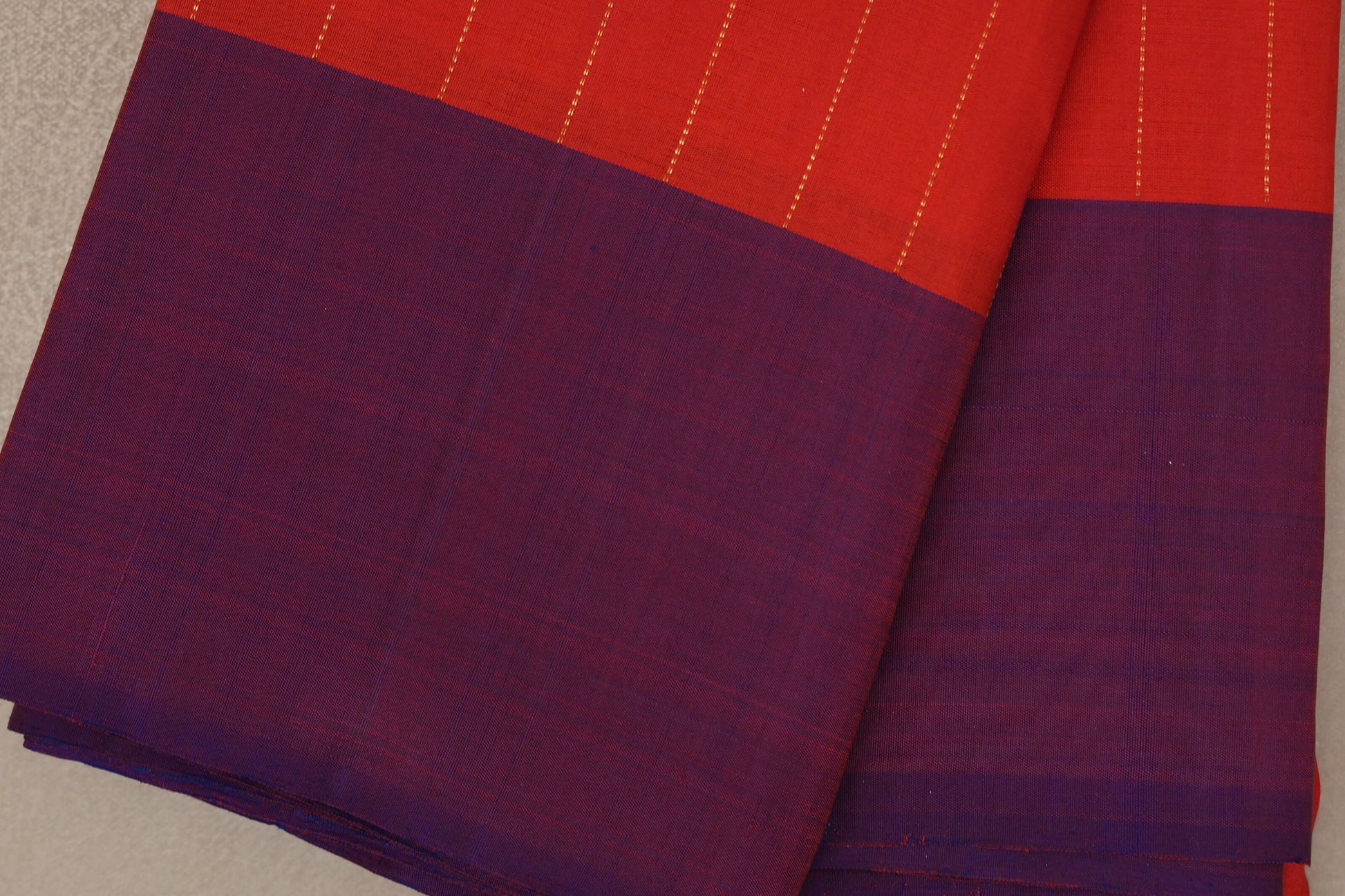 Tomato Red Plant based Kanjivaram Silk Saree border
