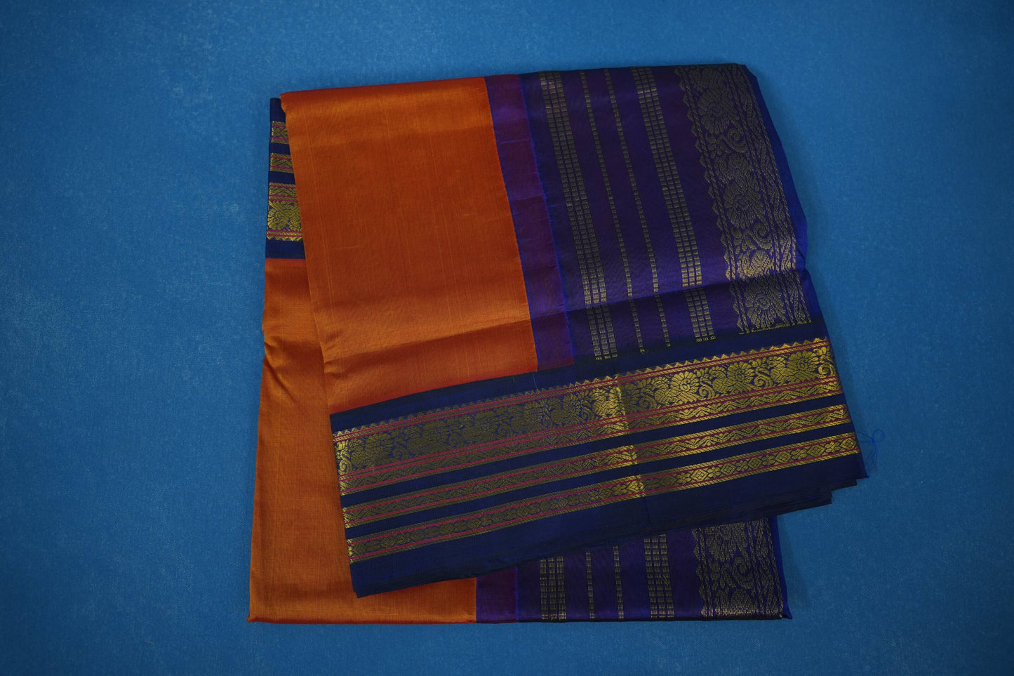 Rust orange vintage silk cotton saree