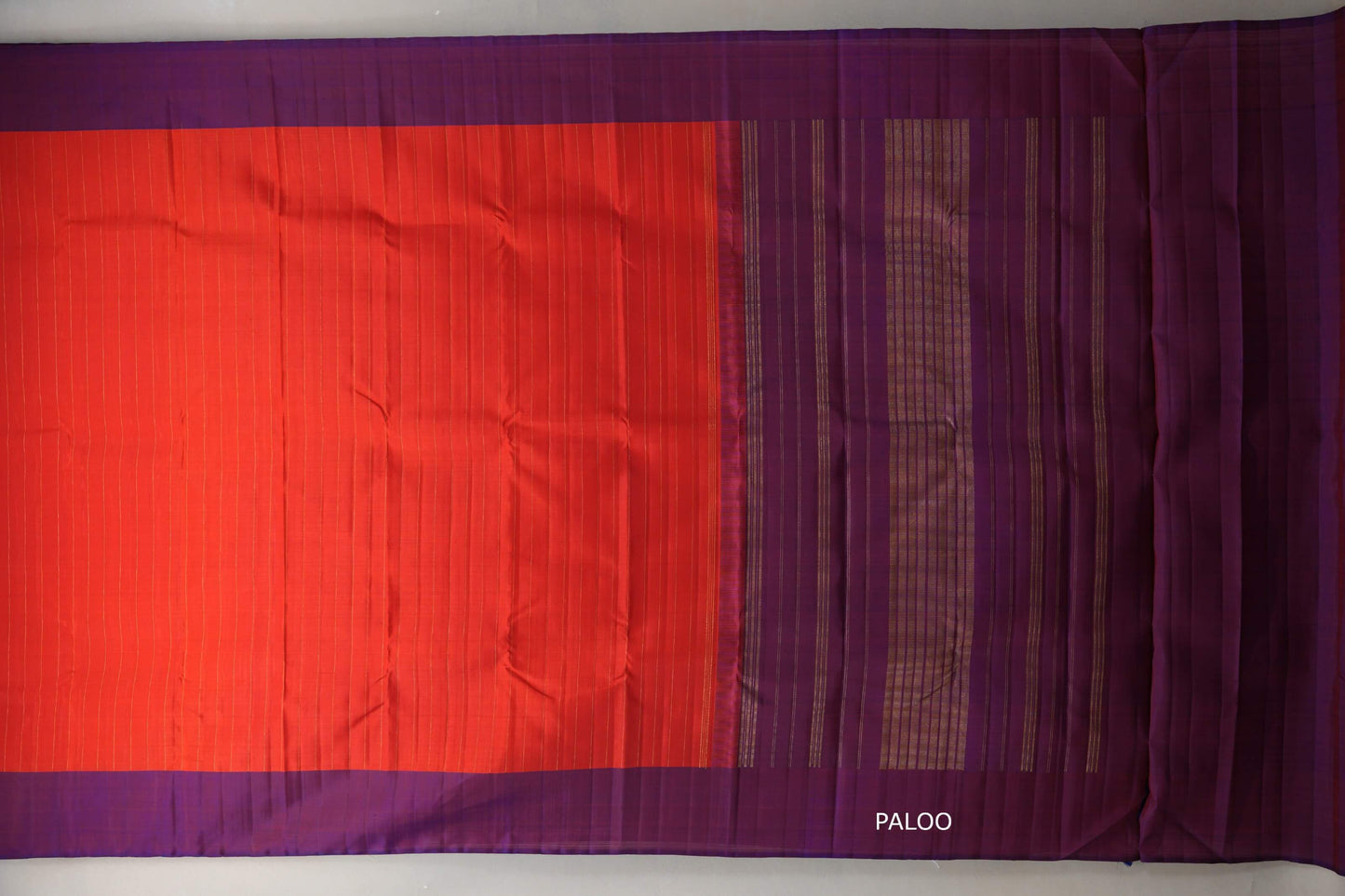 Tomato Red Plant based Kanjivaram Silk Saree paloo
