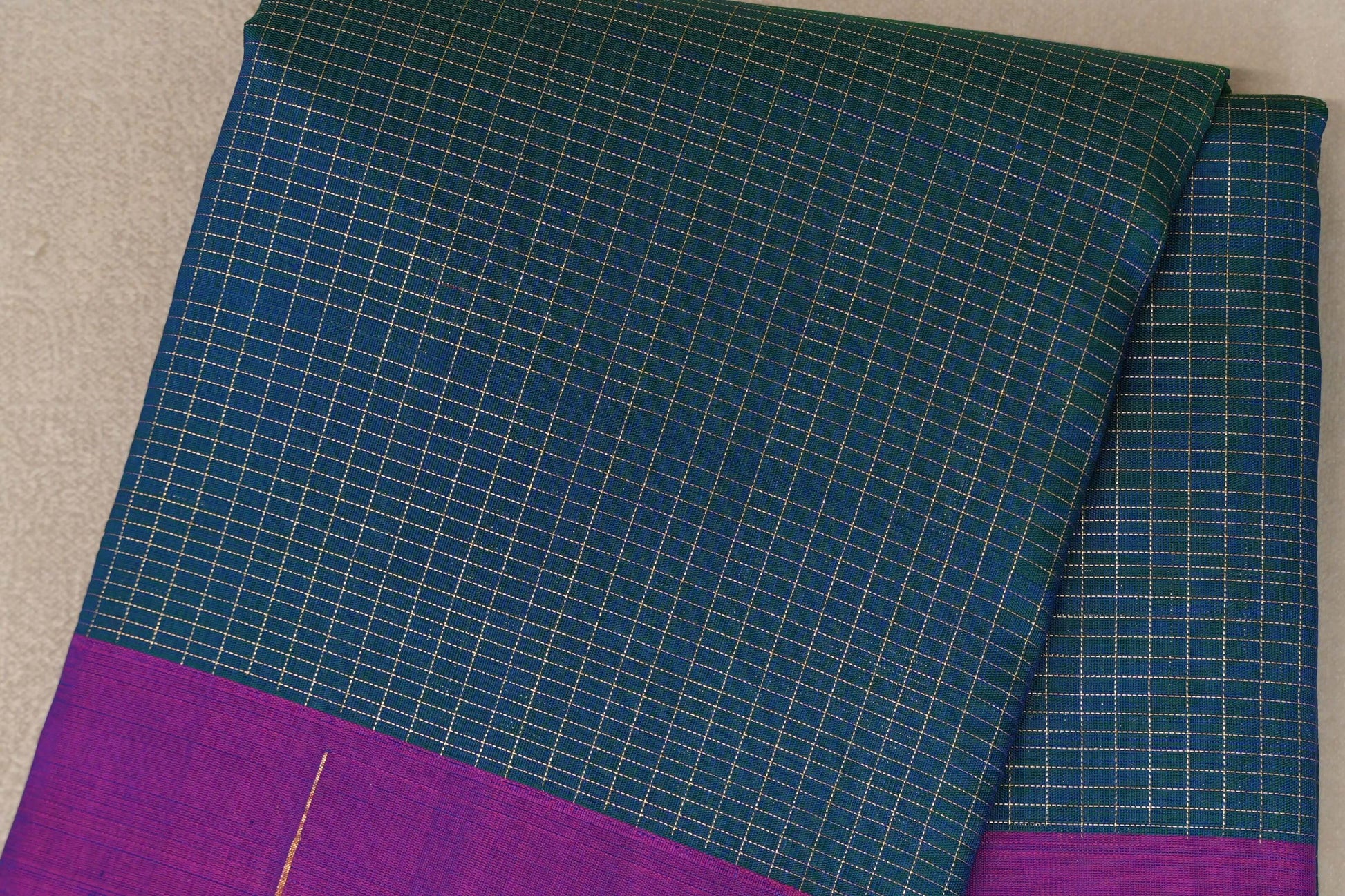 Peacock Blue Plant based Kanjivaram Silk Saree  body